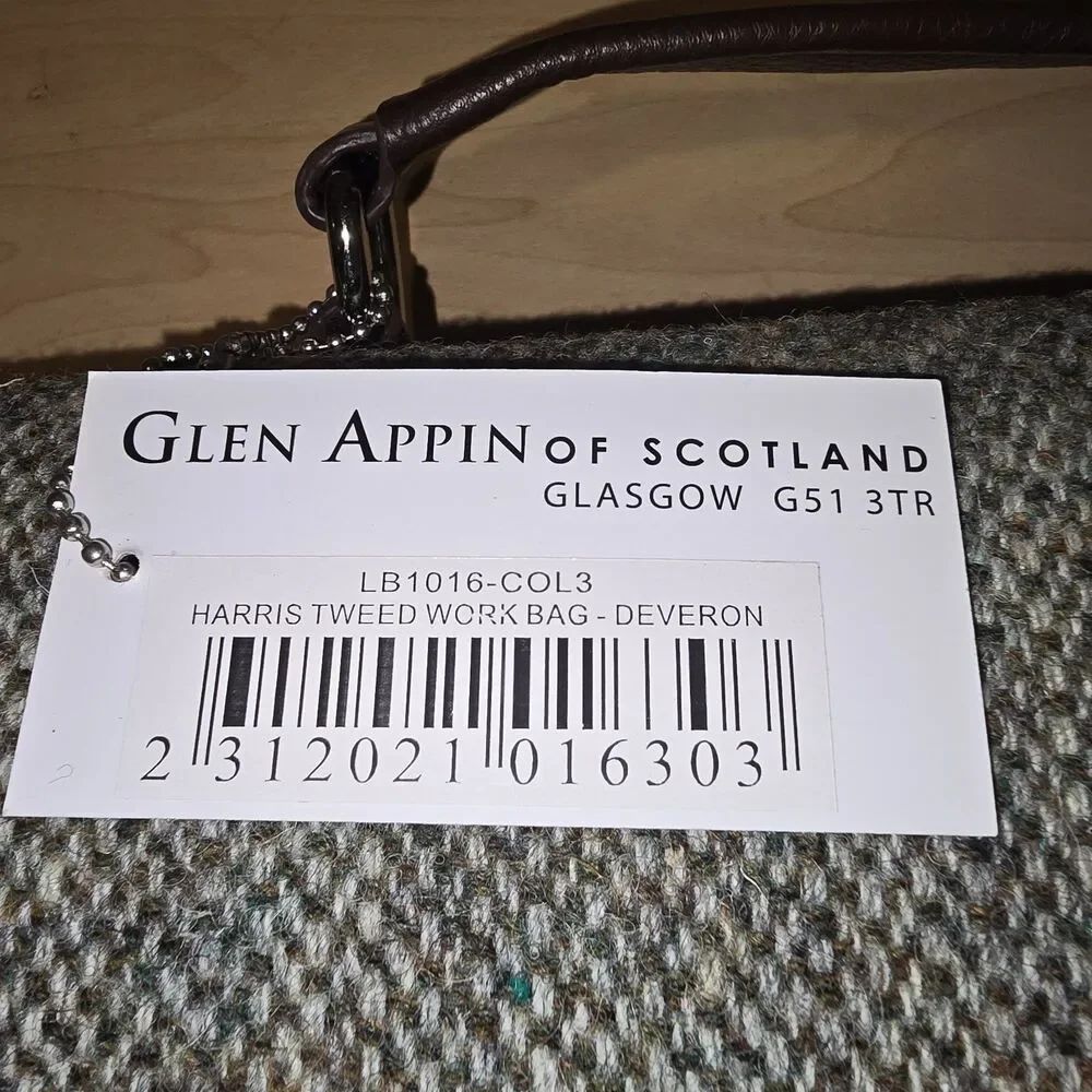 Glen Appin Harris Tweed Work Bag Col 3 Deveron Leather Strap Flip Top Briefcase
